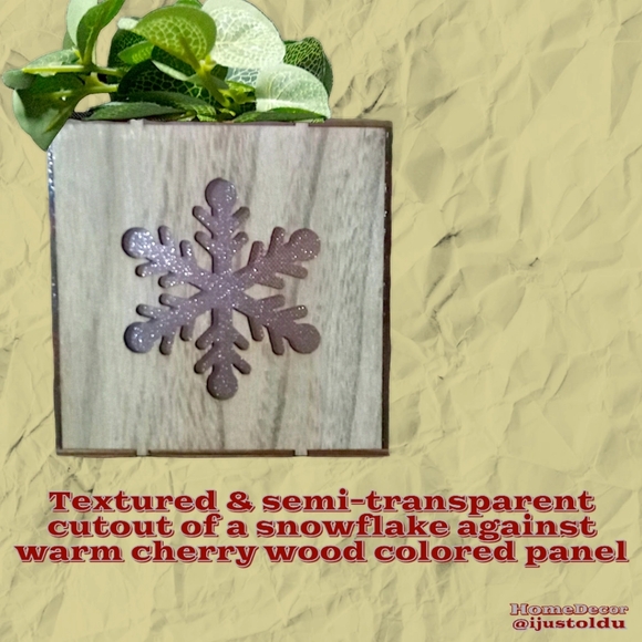 LED Wooden Candle Box with Snowflake & Forest Design | 5″×5″×5″ | Cherry Wood - Picture 10 of 16